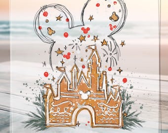 Disney Gingerbread Mickey Castle Dtf Transfer, Xmas Watercolor Mickey Castle Ready to Press design, Disney Xmas Vacation Dtf,DTF Print Sheet