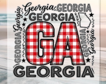 Doodle Georgia State Dtf Transfer, Georgia lover Ready to Press design, Georgia Trip Gift, Georgia State Map Dtf, Georgia Game Day Dtf