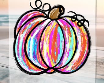 Transferencia DTF de calabaza en acuarela, diseño de otoño para Halloween