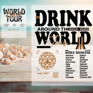 Disney Epcot World Tour Dtf Transfer, Getränke rund um die Welt, Disney Gruppe Dtf, Retro Disney Epcot Dtf, Disney Familienausflug, DTF Druckbogen