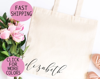 Personalized Bridesmaid Tote Bag, Monogram Initial Gift (7.5 inc)