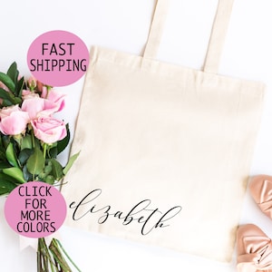 Personalized Tote Bag, Wedding tote, Bridesmaid Tote, Everyday tote bag,Monogram Tote Bag,Bridesmaid Gift,Initial Tote Bag (Font 2- 7.5 inc)