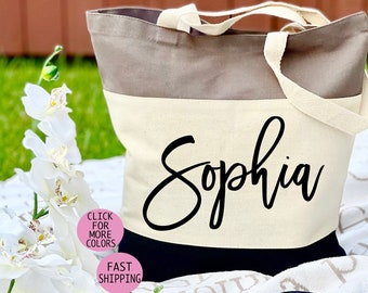 Personalized Tote Bag, Bridesmaid Totes,Name Tote,Canvas Bag, Bridesmaid Gift, Bachelorette Gift, (Font 6 - 10 inch wide/ 6 inch height MAX)