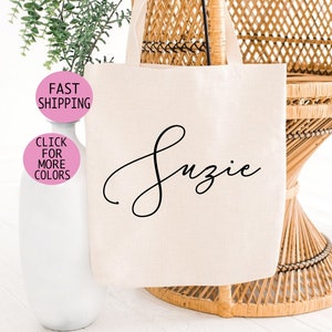 Personalized Tote Bag, Bridesmaid Totes,Name Tote,Canvas Bag, Bridesmaid Gift, Bachelorette Gift (Font14 )