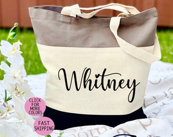 Personalized Bridesmaid Canvas Tote Bag, Custom Name Gift