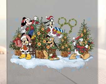 Vintage Disney Christmas Tree Dtf Transfer, Mickey And Friends Christmas Ready to Press design, Disney Xmas Family Trip, Xmas Vacation Gift