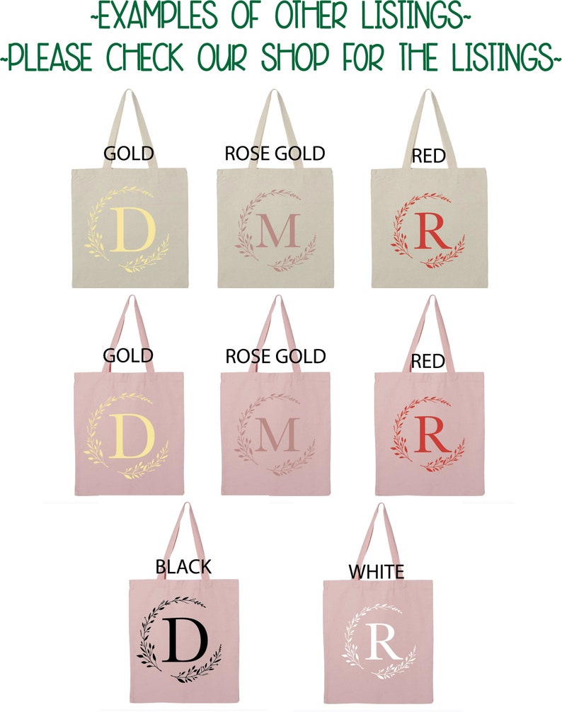 Personalized Tote Bag, Bridesmaid Totes,Name Tote,Canvas Bag, Bridesmaid Gift, Bachelorette Gift, Font 6 10 inch wide/ 6 inch height MAX image 7