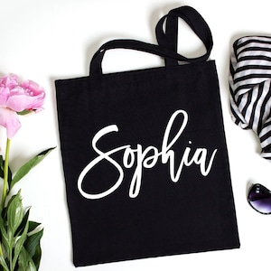 Personalized Tote Bag, Bridesmaid Totes,Name Tote,Canvas Bag, Bridesmaid Gift, Bachelorette Gift, Font 6 10 inch wide/ 6 inch height MAX image 4
