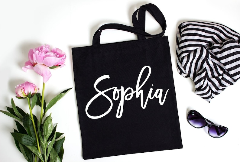 Personalized Tote Bag, Bridesmaid Totes,Name Tote,Canvas Bag, Bridesmaid Gift, Bachelorette Gift, Font 6 10 inch wide/ 6 inch height MAX image 4