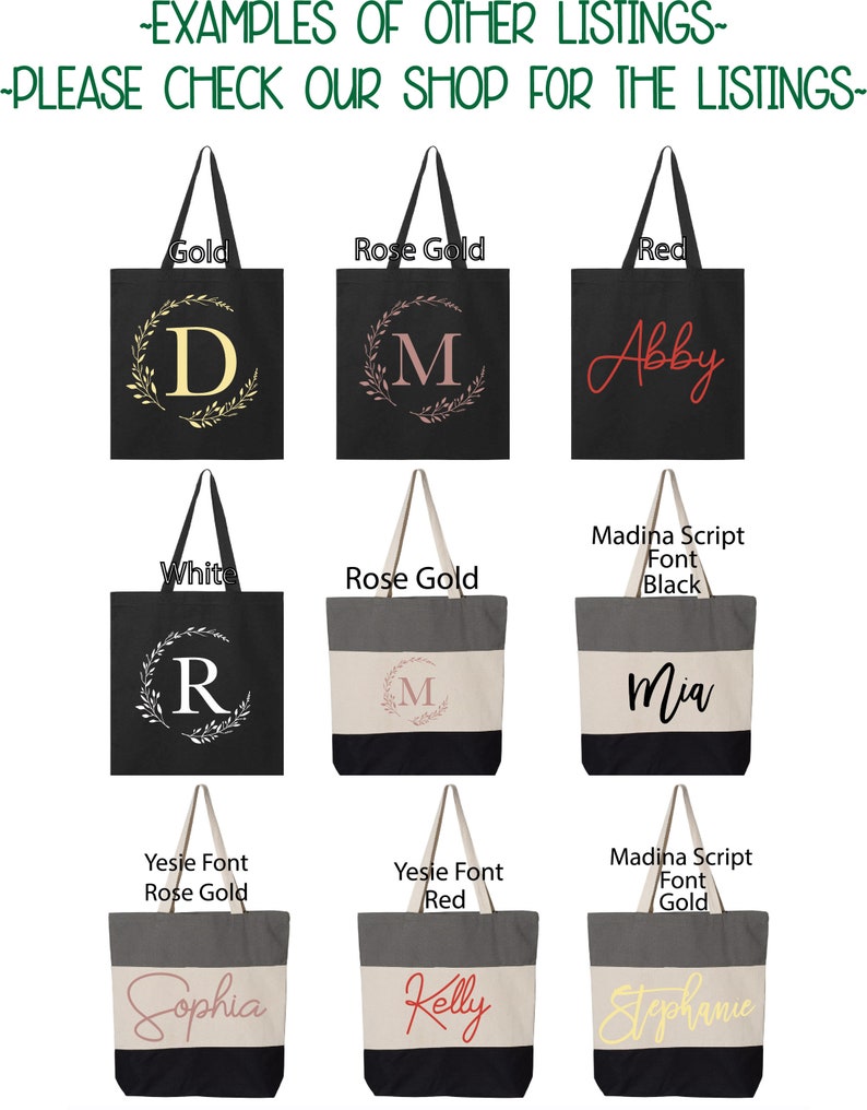 Personalized Tote Bag, Bridesmaid Totes,Name Tote,Canvas Bag, Bridesmaid Gift, Bachelorette Gift, Font 6 10 inch wide/ 6 inch height MAX image 6