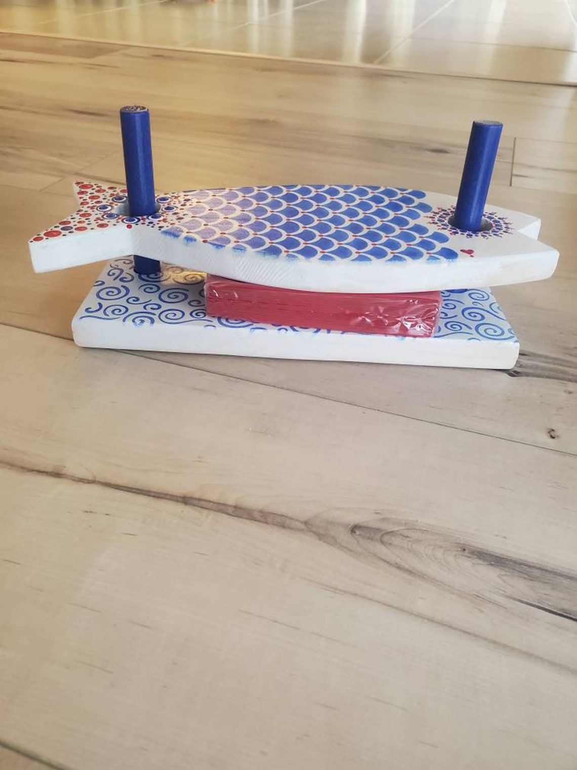 Kitchen Wooden Fish Napkin Holder Hand Crafted Painted Etsy