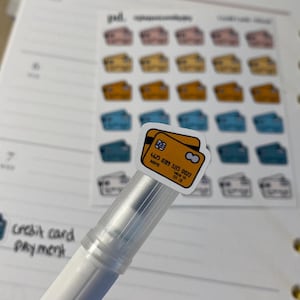 Kreditkarten Sticker, Rechnungen und Zahlungen Sticker, Mail Day Sticker Bogen, Kalender Sticker, Planer Sticker, Haushalt