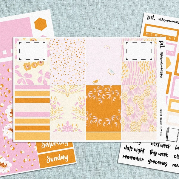 Bright Blooms Weekly Kit, Full Box Sticker Kit, Erin Condren, Spring/Summer Planner Spread, Happy Planner Stickers, Bullet Journal