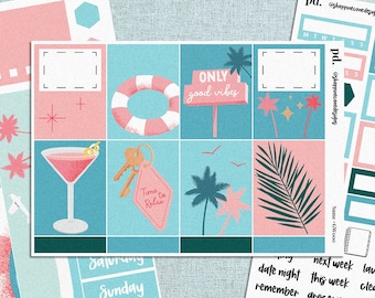 Americana Vacation Weekly Planner Stickers: Summer Beach Kit