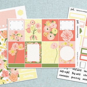 Springy Florals | Weekly Kit, Erin Condren, Planner Spread, Happy Planner Stickers, Bullet Journal