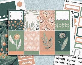Neutral Floral Planner Sticker Kit: Weekly Layout