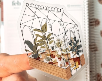 Clear Greenhouse Plant Sticker: Waterproof Vinyl Laptop Decal