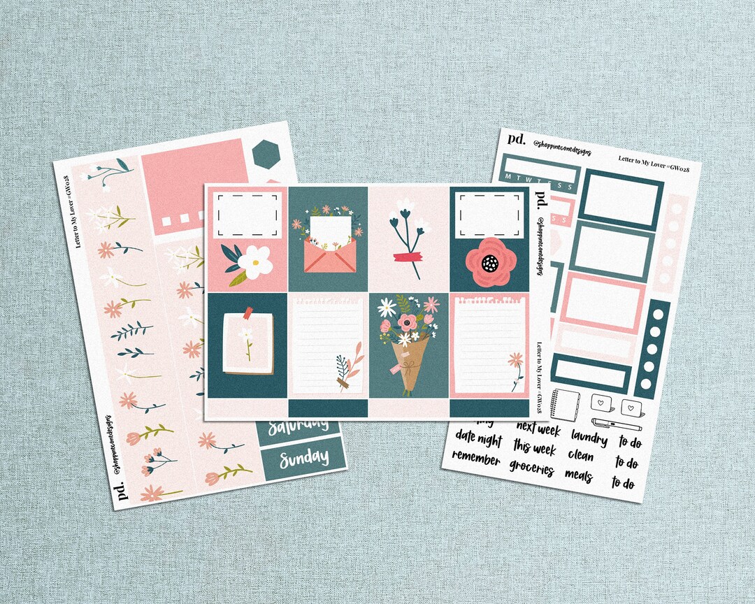 Love Letters Floral Planner Stickers: Weekly Kit for Erin Condren - Etsy