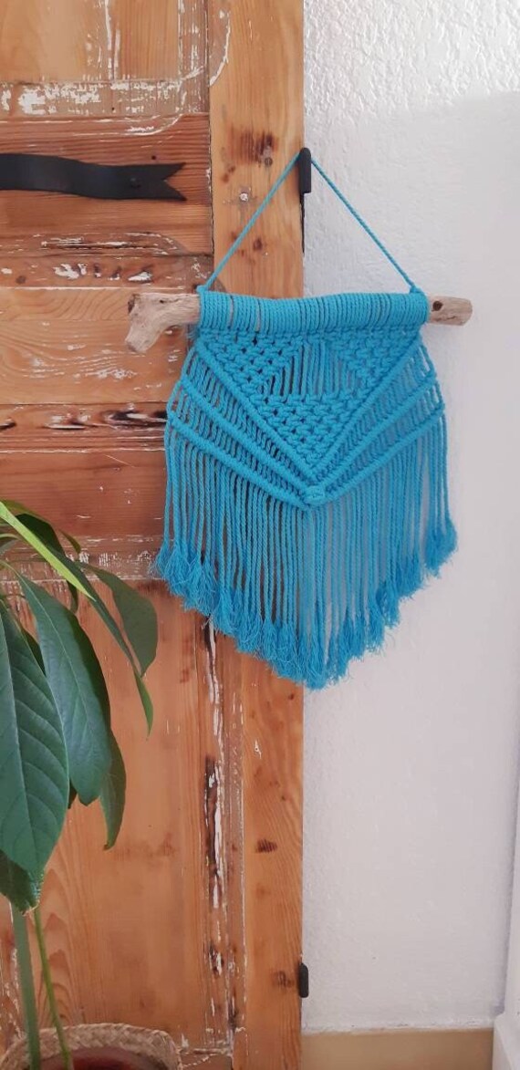 Suspension Murale Faite-Main Par Mes Soins en Macramé 100% Coton Recyclé.