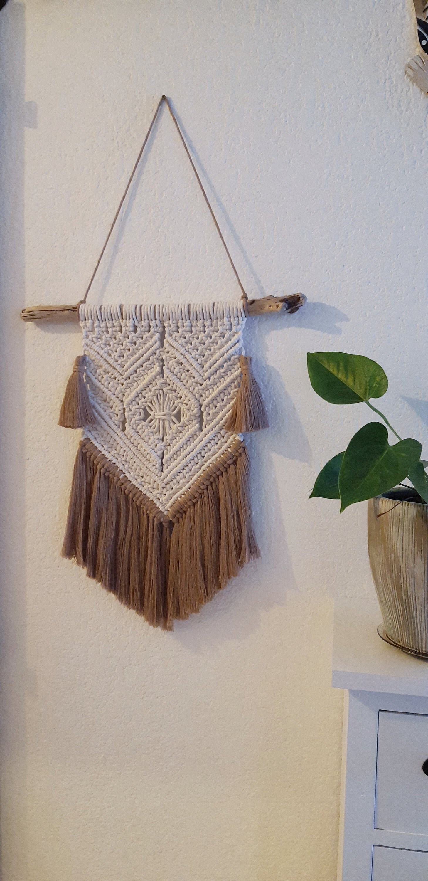 Macramé Mural Fait-Main Par Mes Soins 100% Coton Recyclé.