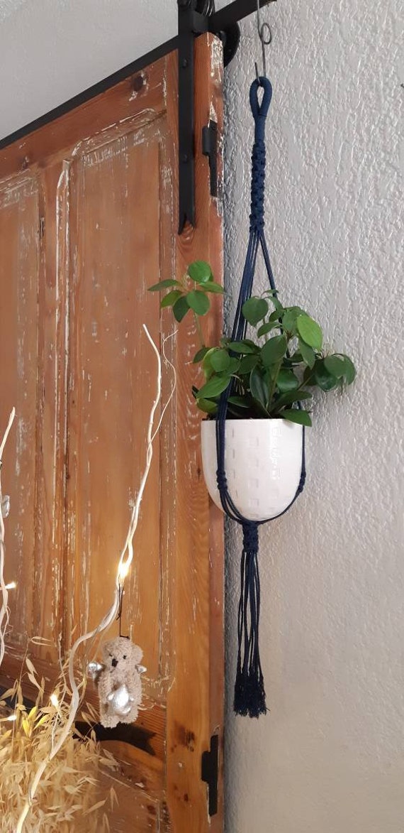 Suspension Pour Plantes en Macramé, Couleur Bleu Nuit' | Plante et Pot Non-Inclus.