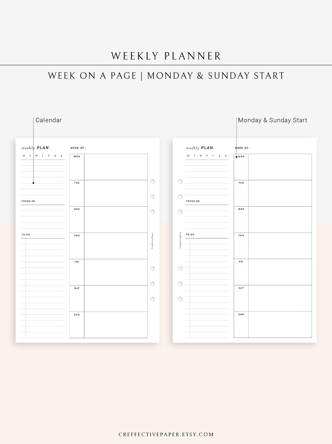 Weekly Planner Printable Template Calendar Layout Task List | Etsy