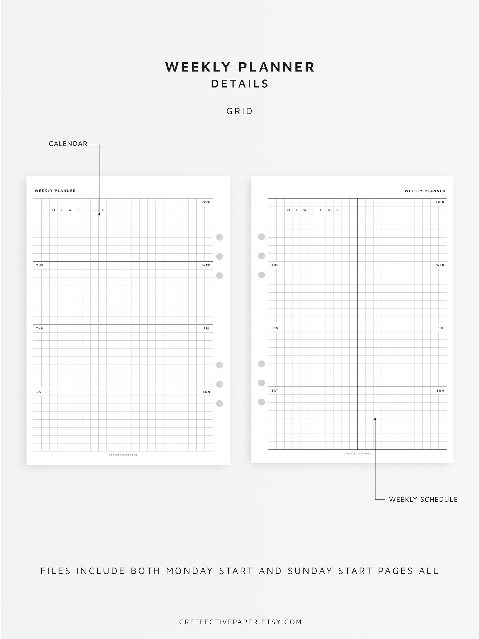 Grid DailyWeeklyMonthly Planner Set Printable Template Etsy