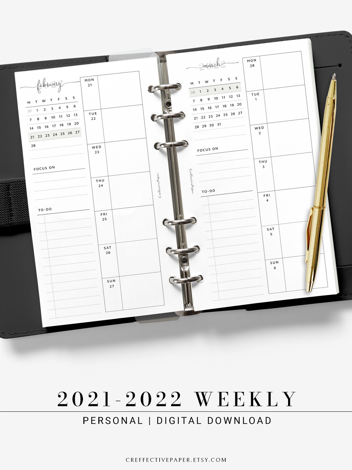 20212022 Weekly Planner Inserts Printable Template Etsy