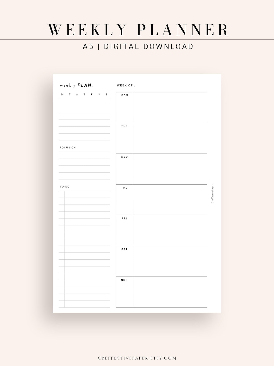 Weekly Planner Printable Template Calendar Layout Task List | Etsy