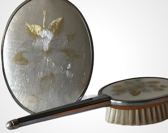 Ensemble de coiffeuse à brosse miroir antique | Ensemble de coiffeuse miroir antique et brush