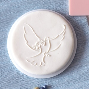 Olive branch dove embosser, cookie biscuit stamp, cake decorating, fondant icing. image 1