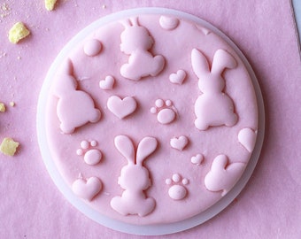 Happy bunnies frame embosser, cookie biscuit stamp, cake decorating, fondant icing.
