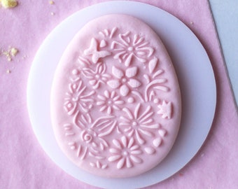 Floral easter egg embosser, cookie biscuit stamp, cake decorating, fondant icing.