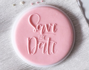 Save the date embosser, cookie biscuit stamp, cake decorating, fondant icing.