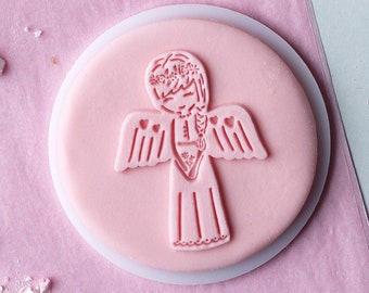 Communion girl angel embosser, cookie biscuit stamp, cake decorating, fondant icing.