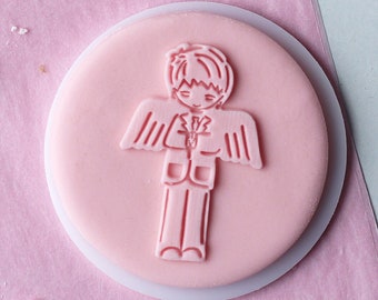 Communion boy angel embosser, cookie biscuit stamp, cake decorating, fondant icing.