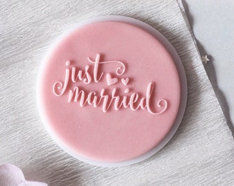 Just married embosser, cookie biscuit stamp, cake decorating, fondant icing.