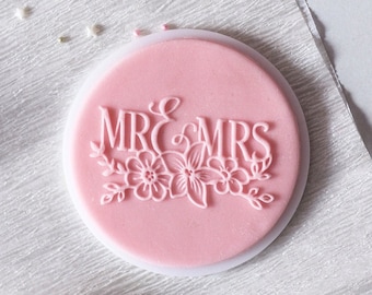 Mr mrs flowers embosser, cookie biscuit stamp, cake decorating, fondant icing.