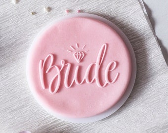 Bride wedding ring embosser, cookie biscuit stamp, cake decorating, fondant icing.