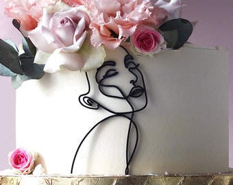 One line face woman personalized | Line Art Cake Topper | Abstract Face Cake Topper | Woman Face Cake Decor