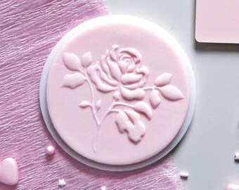 Decorative rose ornament embosser, cookie biscuit stamp, cake decorating, fondant icing.