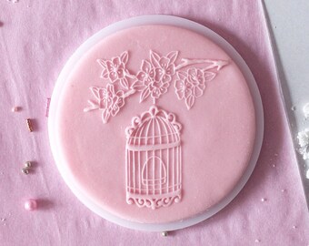 Fancy bird cage embosser, cookie biscuit stamp, cake decorating, fondant icing.