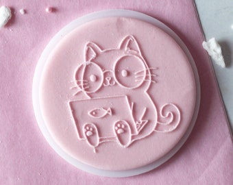 Cute Software Cat embosser cookie biscuit stamp cake decorating fondant icing