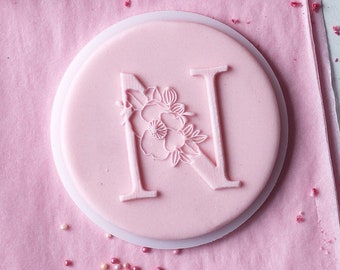 Floral N Letter embosser, cookie biscuit stamp, cake decorating, fondant icing.