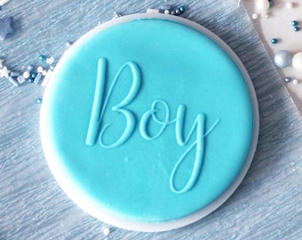 Boy embosser, cookie biscuit stamp, cake decorating, fondant icing.
