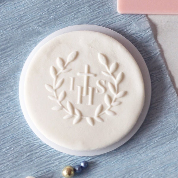 Ihs leaves garland wreath embosser, cookie biscuit stamp, cake decorating, fondant icing.