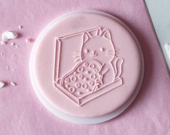 Cute cat througher embosser cookie biscuit stamp cake decorating fondant icing.