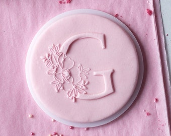 Floral G Letter embosser, cookie biscuit stamp, cake decorating, fondant icing.