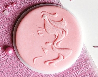 Pretty women's face embosser, cookie biscuit stamp, cake decorating, fondant icing.