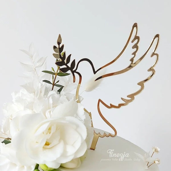 Cake Topper For First Communion "Dove with branch" | "Dove with branch" Cake Topper for Communion | Occasional Topper "Dove with branch"